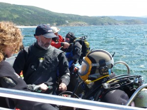 Prof. Nigel Nayling and other members of the ForSEAdiscovery team preparing to dive that the Bayonnaise shipwreck.