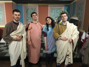 Dressing up as a Roman family, with Dr Matthew Cobb as the pater familias.