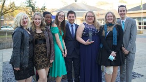 Representatives of the Musical Theatre Society with their award.
